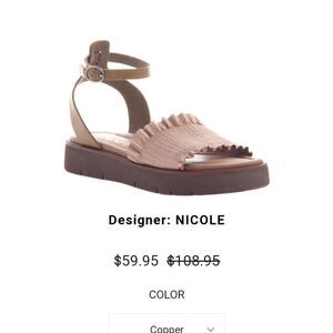 Nicole Delancy Sandals Strap Back Sandals Metallic Look Rose Gold